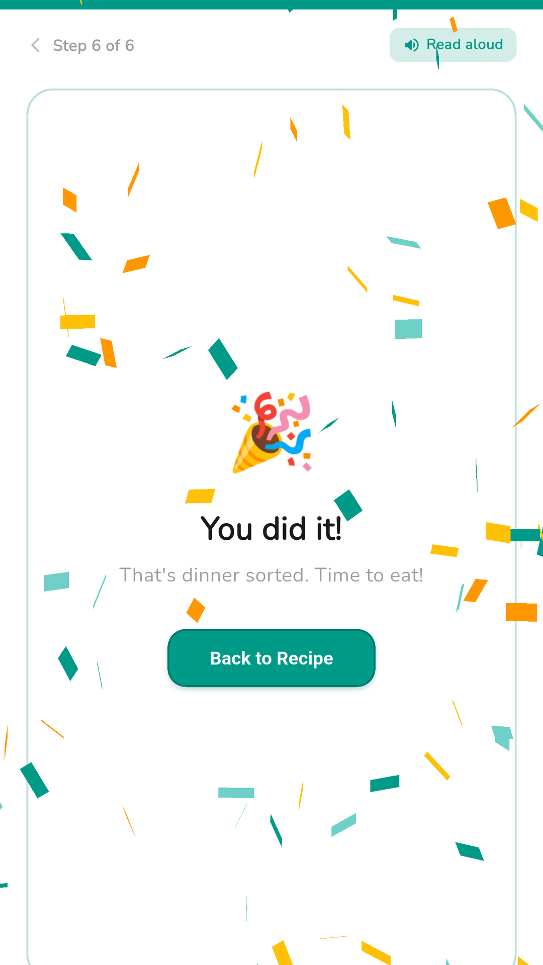 You did it! What's for Dinner app screenshot